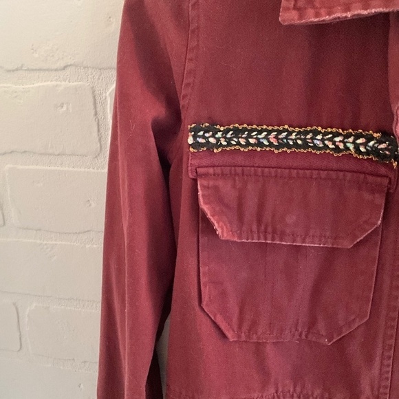 Vintage 1990s/Y2K Burgundy/Red wine Lightweight denim-like cotton Size XS - Picture 4 of 11